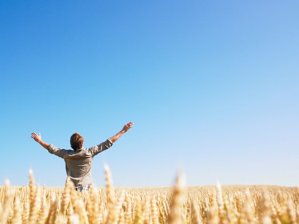 man in field